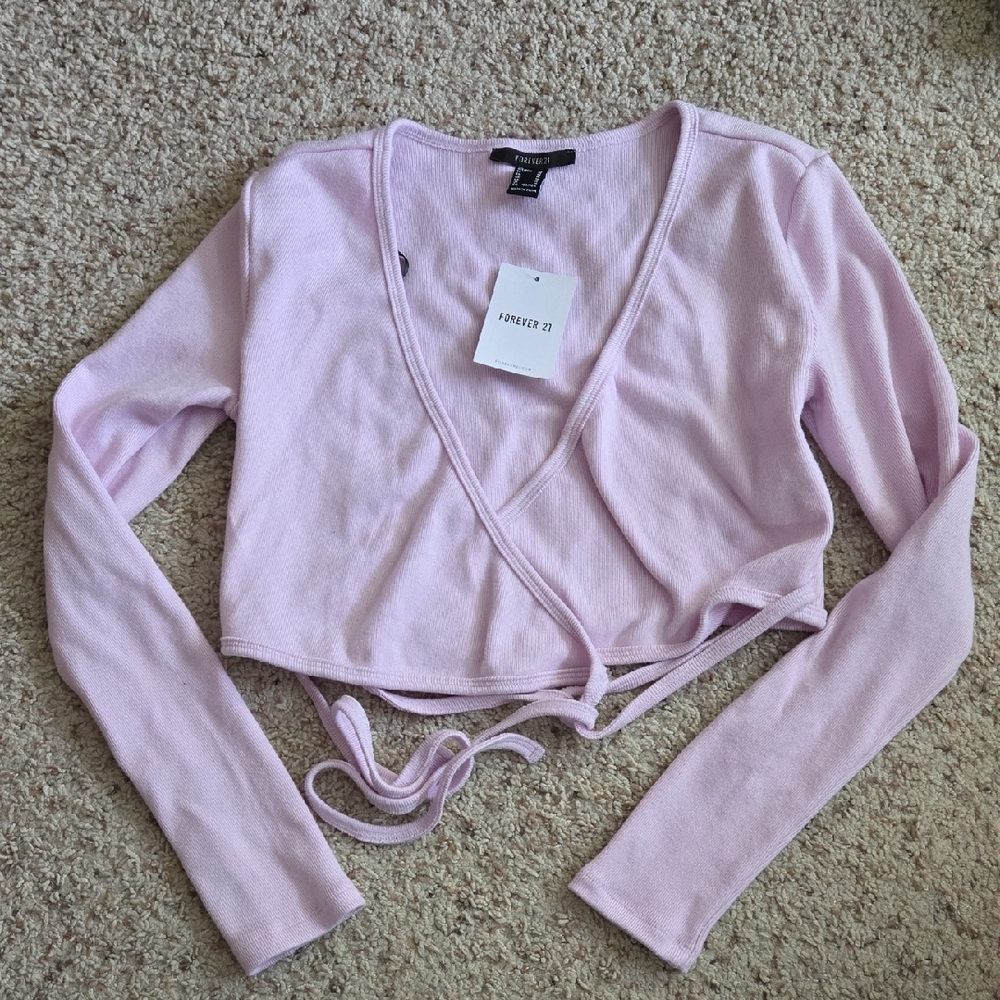 Forever 21 Soft Pink Tie-Front Blouse
